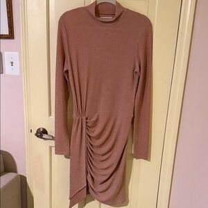 Reformation Shimmering Rose Long Sleeve Dress